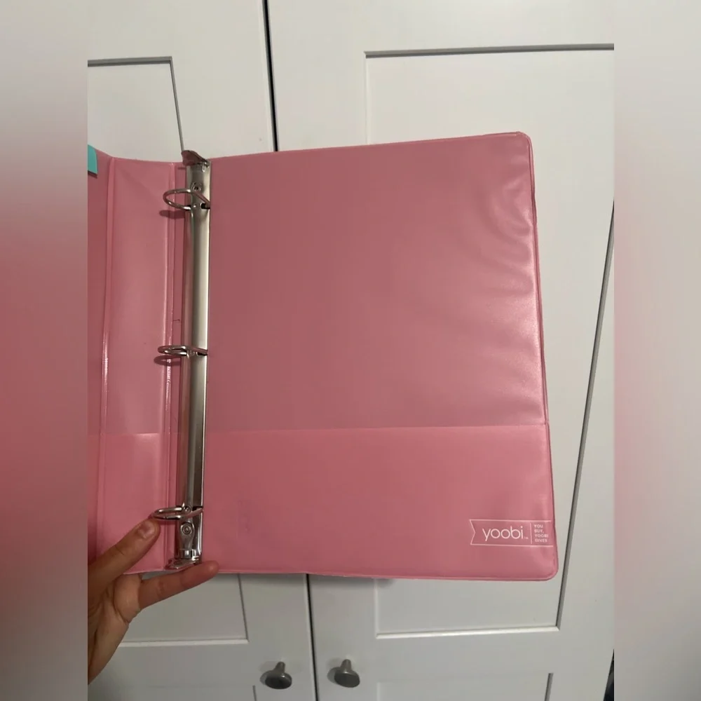 PINK YOOBI binder new 1 inch binder pink with pockets school organized supply